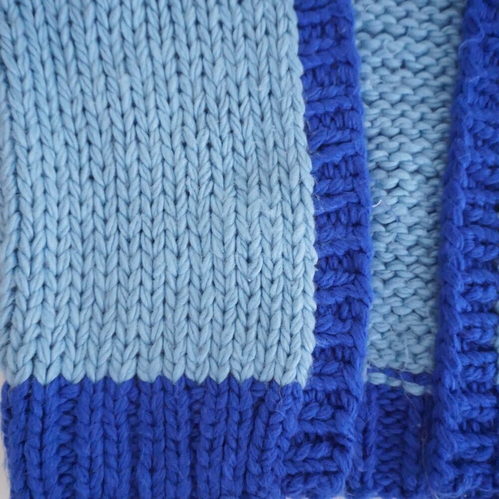 Princess Polly Blue Colorblock Chunky Knit Open Front Cardigan Preppy XS/S - Picture 7 of 10